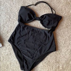 NWOT Black One-piece High-Waisted Swimsuit